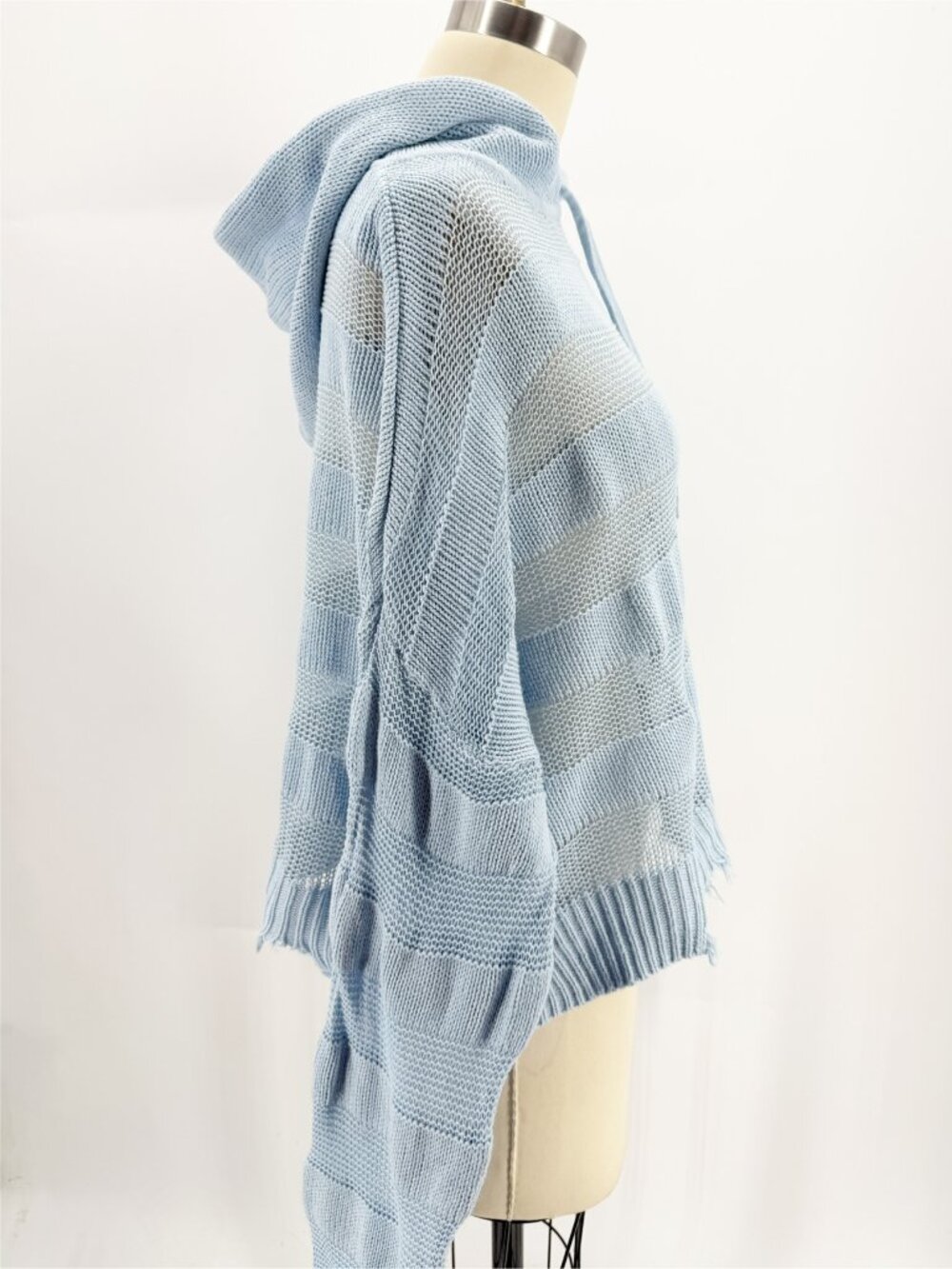 RtA Marvin Cropped Hoodie Sweater in Baby Blue S - Picture 3 of 9